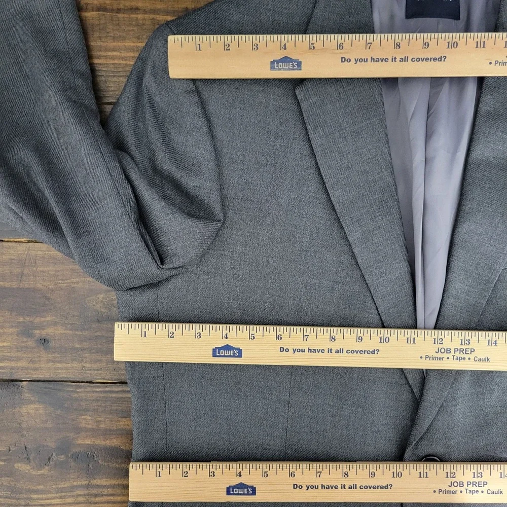 Nautcia Men's Sport Coat Blazer‎ Two Button Gray Flannel Twill Lambs Wool 46L